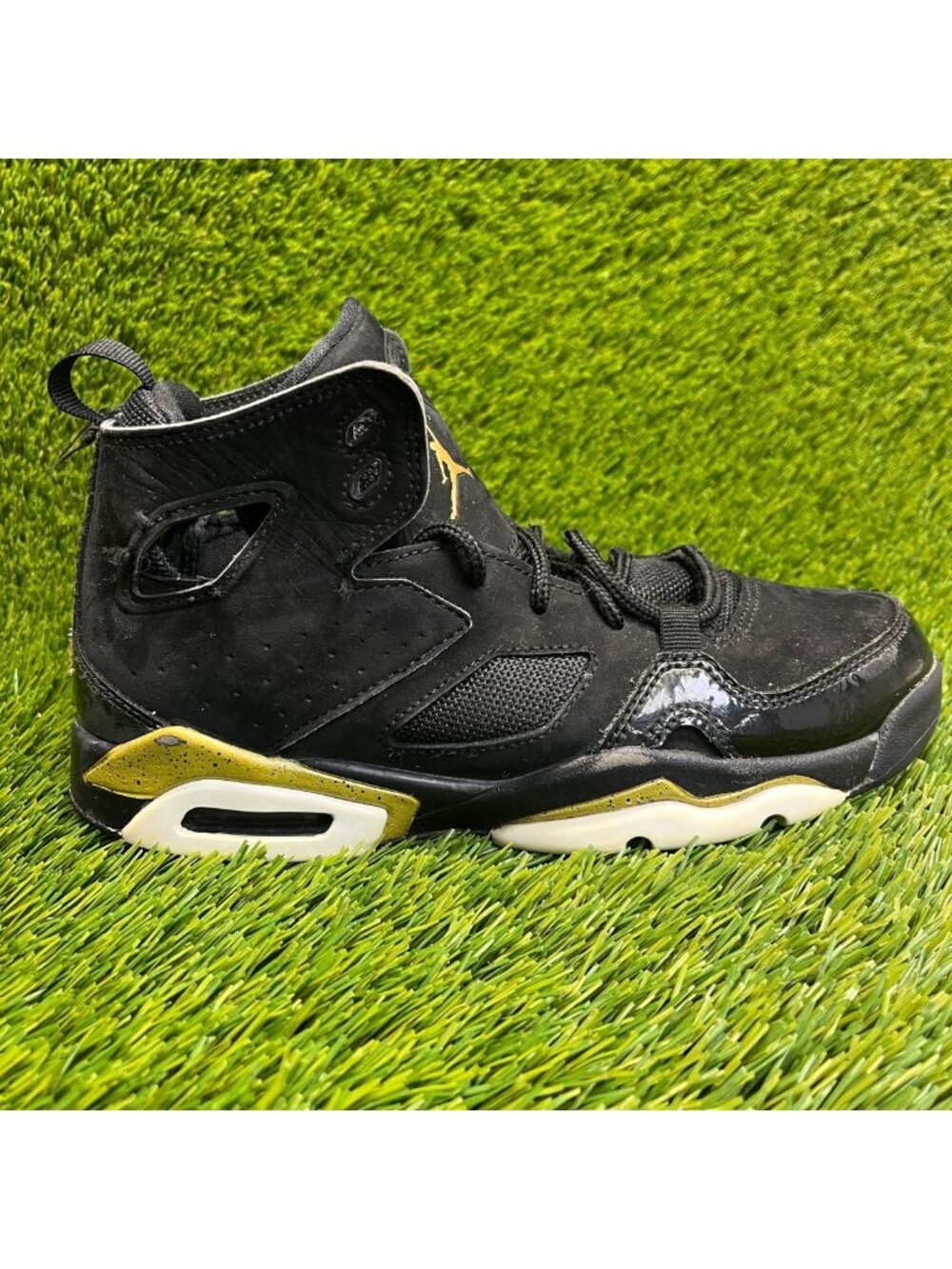 Nike Air Jordan Flight Club 91 BG Boys Size 5Y Black Basketball Shoes Sneakers